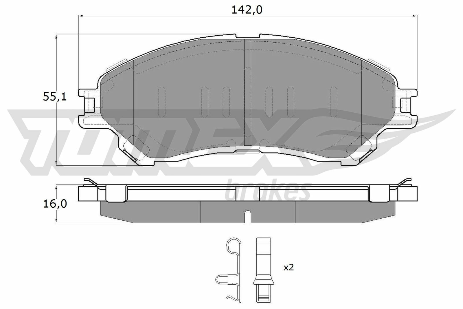 Sada brzdových destiček, kotoučová brzda TOMEX Brakes